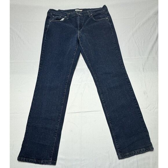 Levi’s 505 Women's Dark Wash Straight Leg Blue Denim Jeans - Size 35x31.5 - Picture 1 of 6
